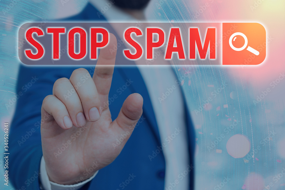 Poster text sign showing stop spam. business photo showcasing end the intrusive or inappropriate messages s