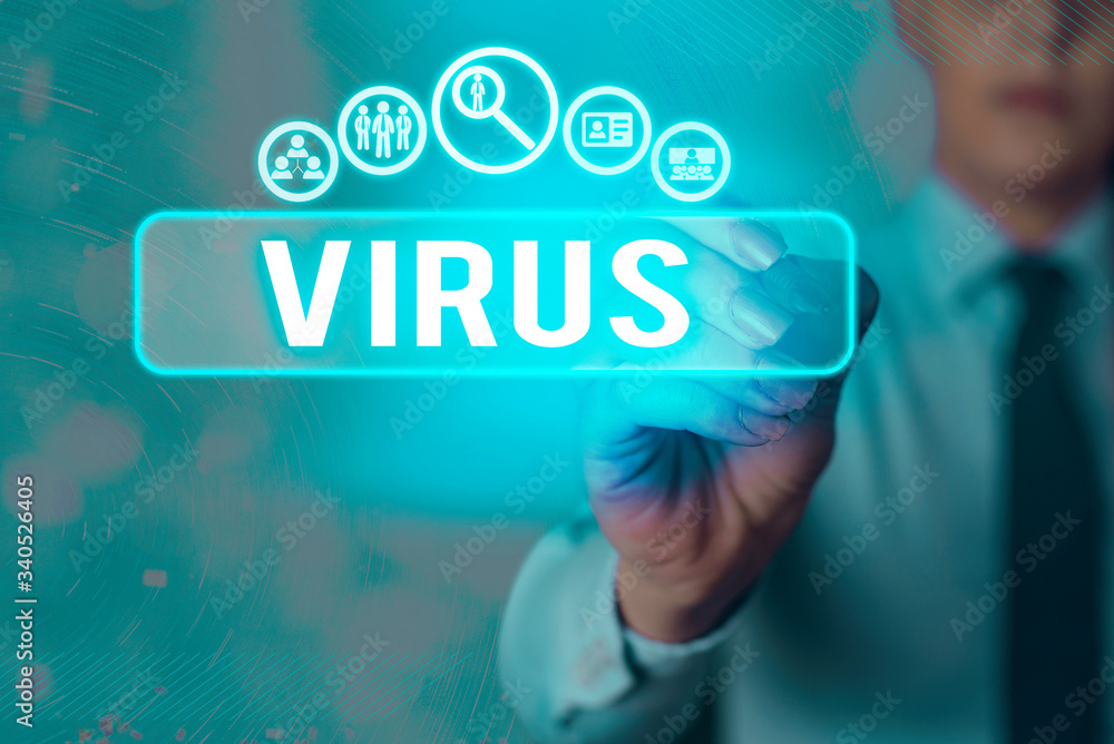 Poster writing note showing virus. business concept for infective agent that consists nucleic acid molecule