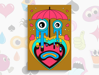 Bright illustration of abstract art. The vector is suitable for your project, animation, advertising, flyer, poster, postcard, etc. Bright colors of geometric shapes.