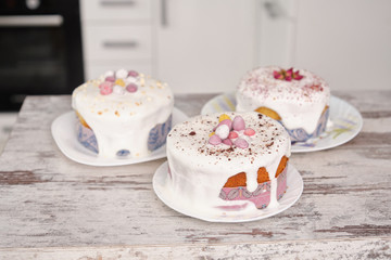 Easter Cakes - Traditional Kulich, Paska Easter Bread. Traditional Easter spring