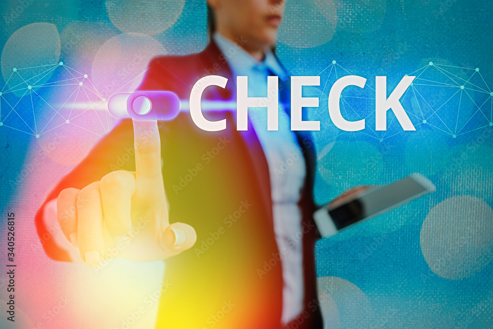 Aufkleber conceptual hand writing showing check. concept meaning mark click on a box in order to select a part