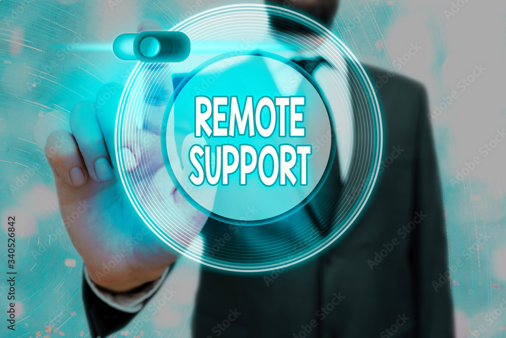 Poster conceptual hand writing showing remote support. concept meaning type of secure service, which permit