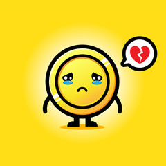 sad coin mascot vector design