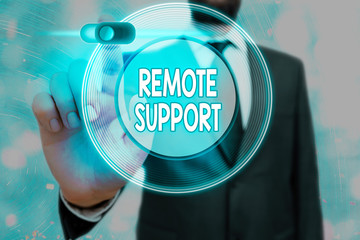Conceptual hand writing showing Remote Support. Concept meaning type of secure service, which...