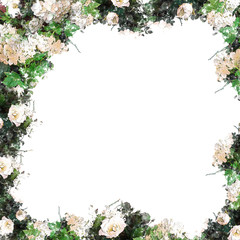 Obraz na płótnie Canvas frame of white flowers and leaves