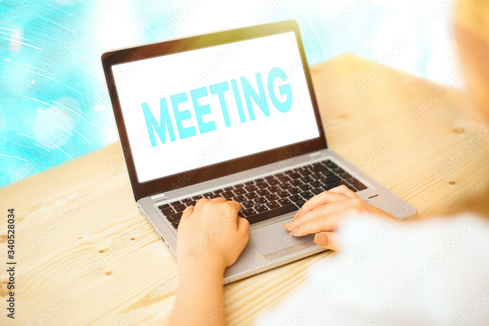 Poster conceptual hand writing showing meeting. concept meaning assembly of showing for a particular purpos