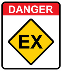 Explosive EX icon, danger symbol isolated on white background. Vector hazard sign