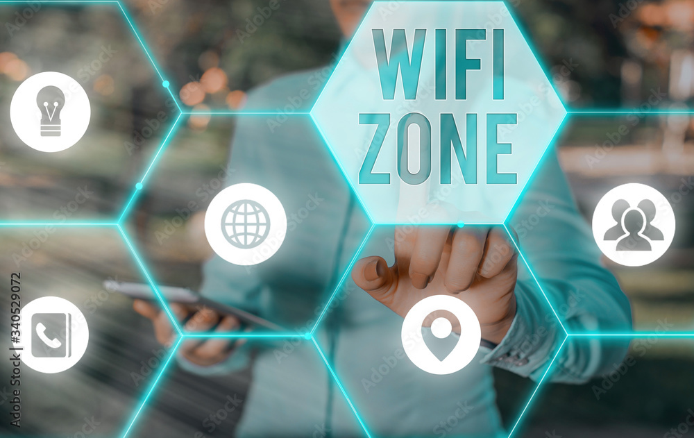 Poster writing note showing wifi zone. business concept for provide wireless highspeed internet and network