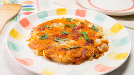 Sweet potatoes omelet with ham