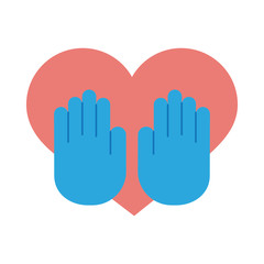 hands human lifting heart solidarity flat style