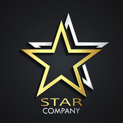 3d gold silver double star modern logo