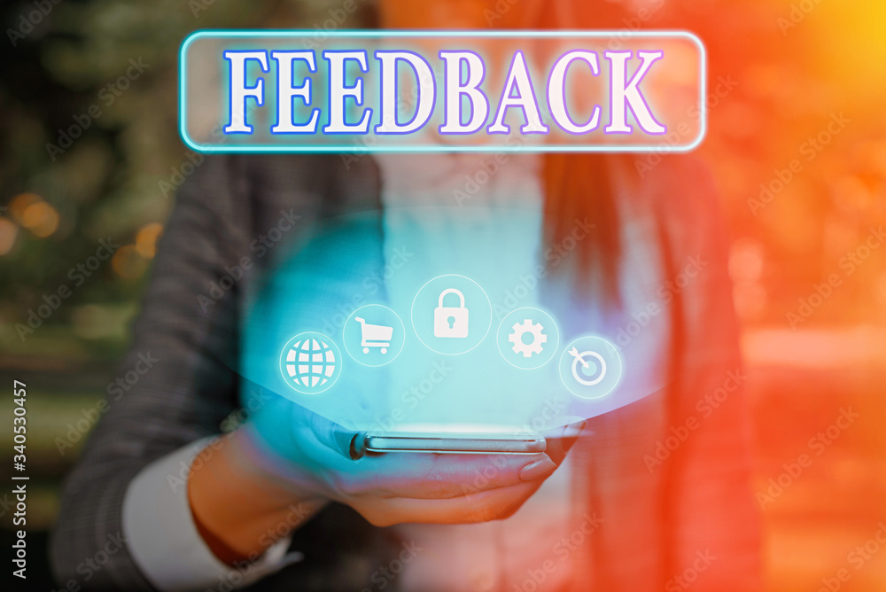 Poster text sign showing feedback. business photo text information about reactions to product demonstrating