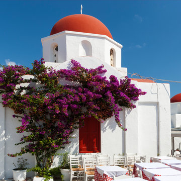 A little church on Mykonos island in Greece