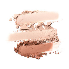 Smears of nude beige and brown eyeshadow