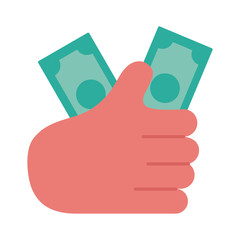 hand with bills dollars flat style icon