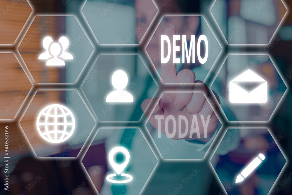 Poster text sign showing demo. business photo text demonstration of a product techniques and capabilities p