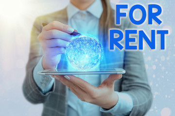 Text sign showing For Rent. Business photo text when you make property available for purchasing...