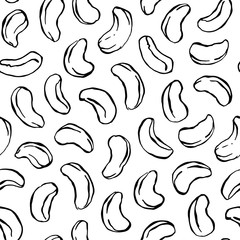 Hand drawn cashew nuts seamless pattern