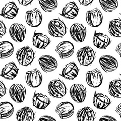 Hand drawn coconut seamless pattern