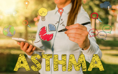 Handwriting text writing Asthma. Conceptual photo Respiratory condition marked by spasms in the...