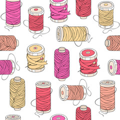 Vector spools of threads seamless pattern