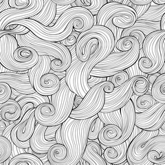Black and white waves seamless pattern