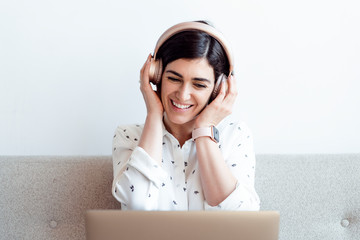 Woman enjoying listening to music