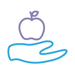 hand lifting apple solidarity line style