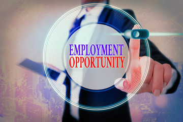 Conceptual hand writing showing Employment Opportunity. Concept meaning no Discrimination against...