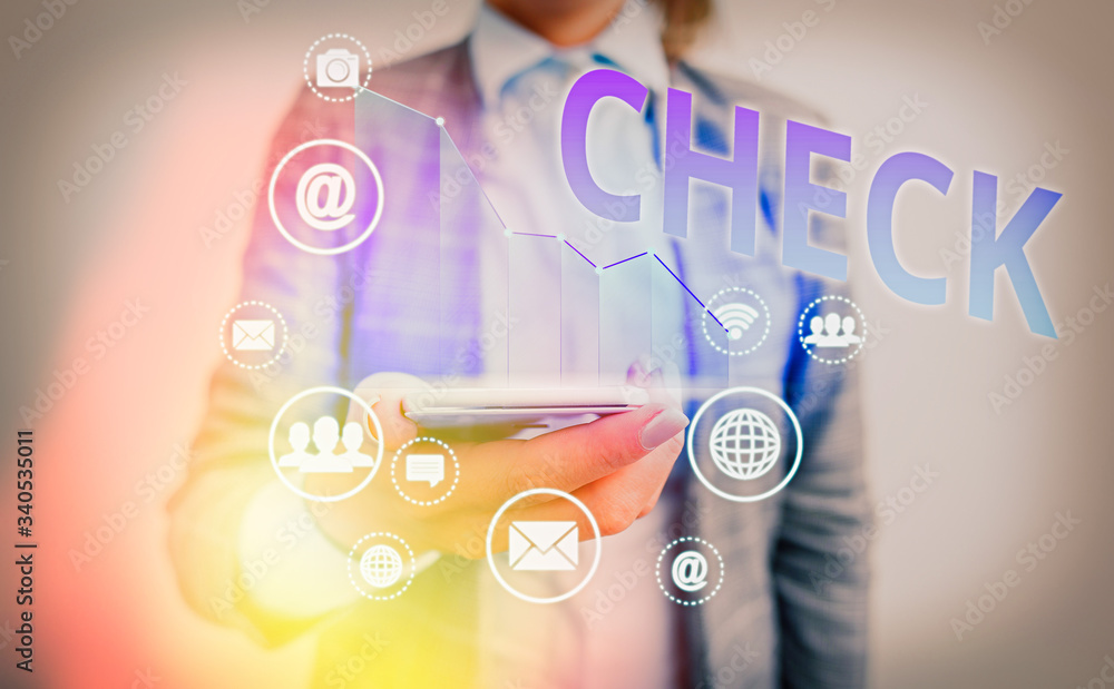 Fototapete text sign showing check. business photo showcasing mark click on a box in order to select a particul