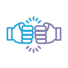 hands fist crashing solidarity line style