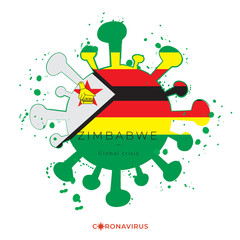 Coronavirus in grunge style with color splashes and national flag : Vector Illustration