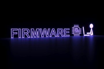 FIRMWARE neon concept self illumination background 3D illustration