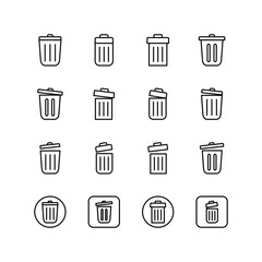 Set of delete line icon design. Garbage mark vector illustration.