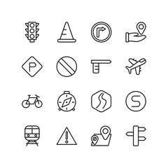 Set of traffic line icon design, transportation sign vector illustration.