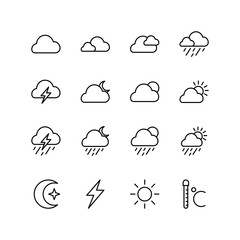 Set of cloud line icon design, weather vector illustration.