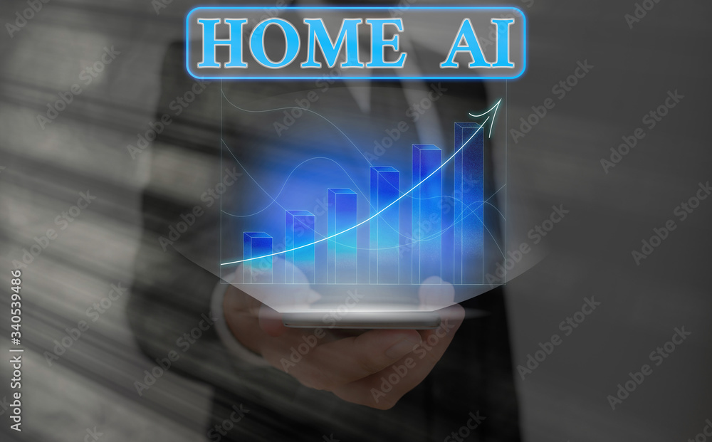 Poster text sign showing home ai. business photo text home solution that enables automating the bulk of ele