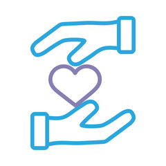 hands human lifting heart solidarity line style