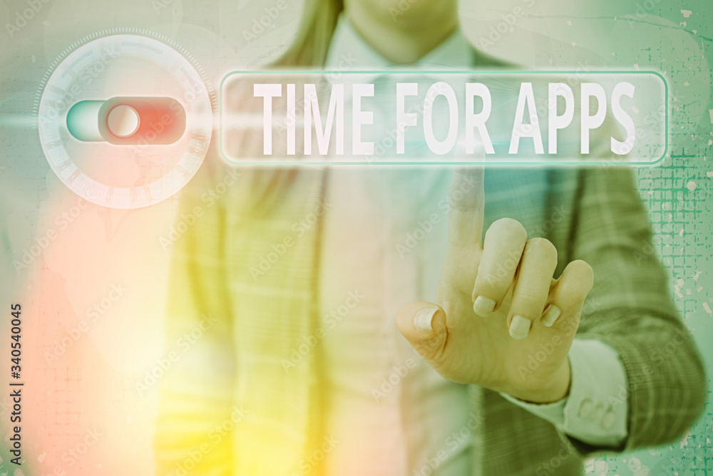Poster word writing text time for apps. business photo showcasing make use of application or services using