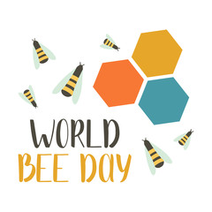 World bees day. Save the bees. Environment protection. Bright flat vector illustration. Perfect for card, poster, booklet, flyer