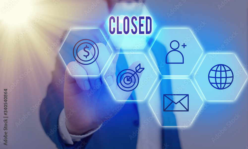 Poster handwriting text writing closed. conceptual photo finished and therefore not able to be discussed an