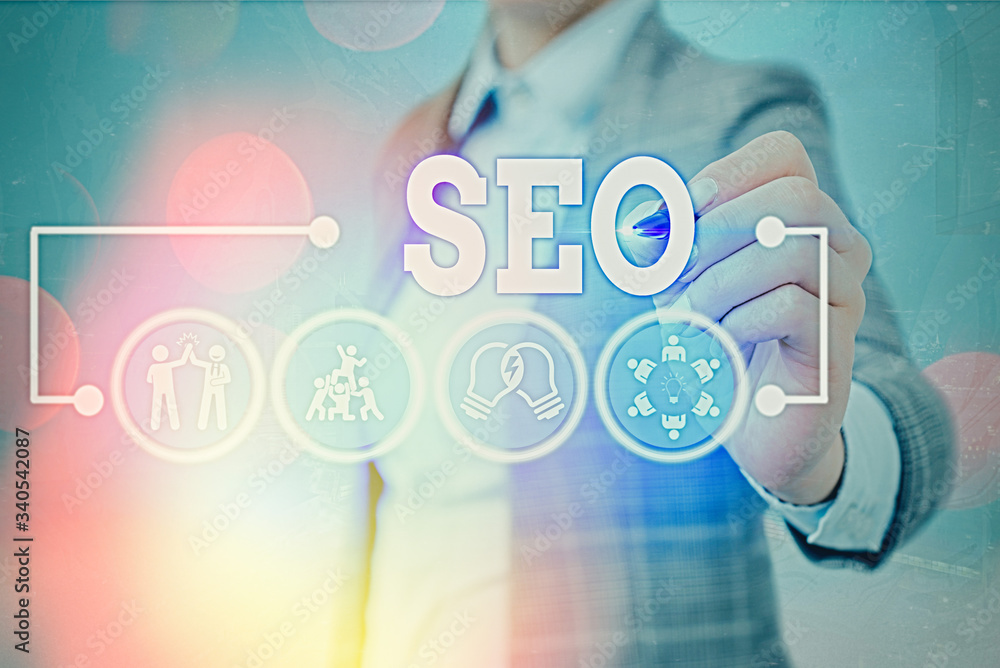 Poster writing note showing seo. business concept for practice of increasing the quantity and quality of tr