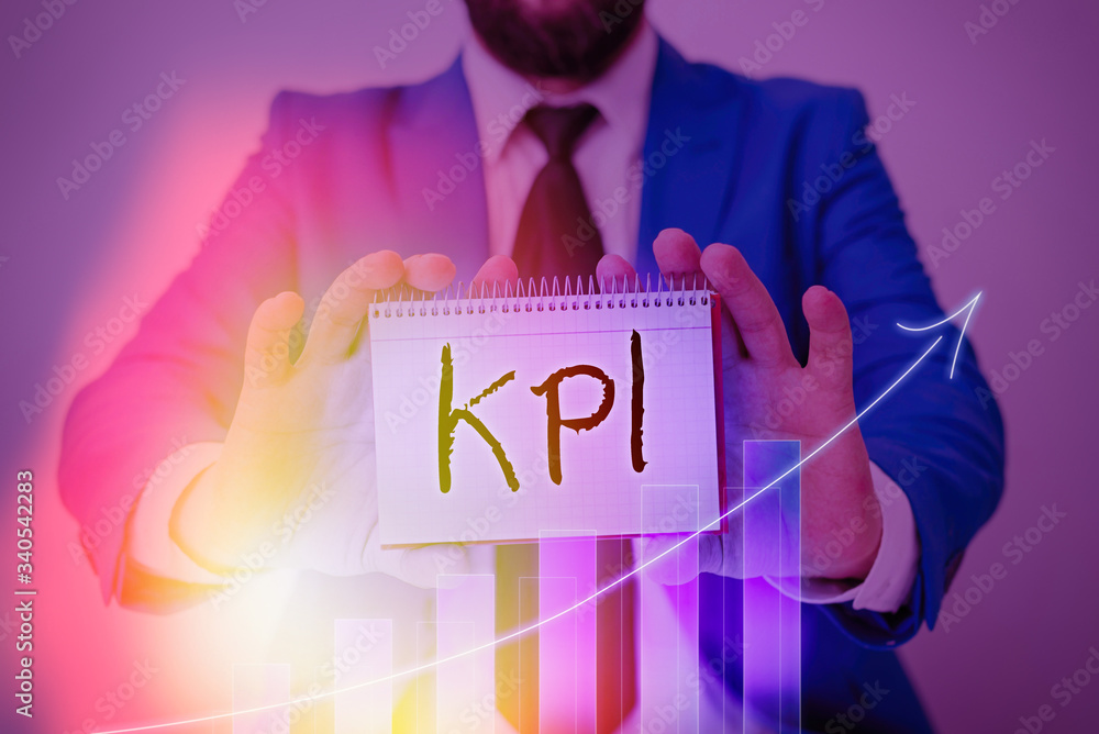 Poster text sign showing kpi. business photo text evaluate the success of an organization in a particular a