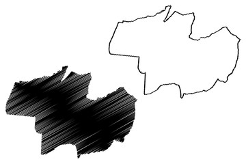 Debrecen City (Hungary, Hajdu-Bihar County) map vector illustration, scribble sketch City of Debrecen map