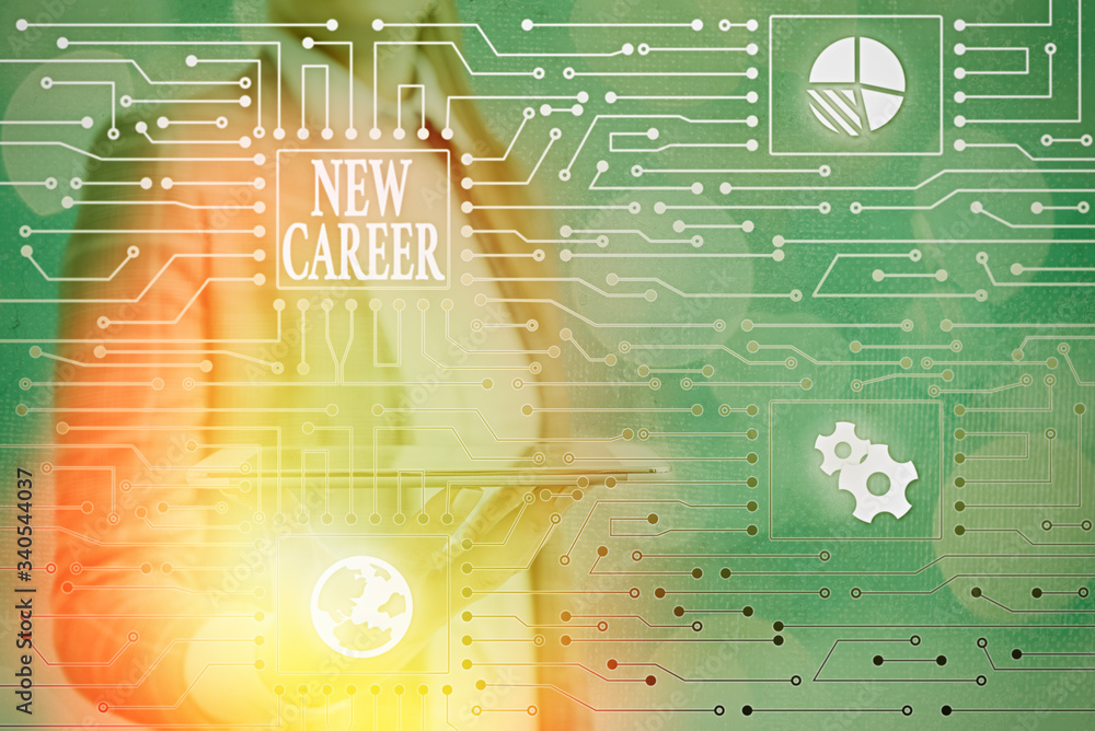 Poster conceptual hand writing showing new career. concept meaning a change to a different type of job from