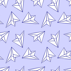 Paper plane seamless pattern. Vector illustration.
