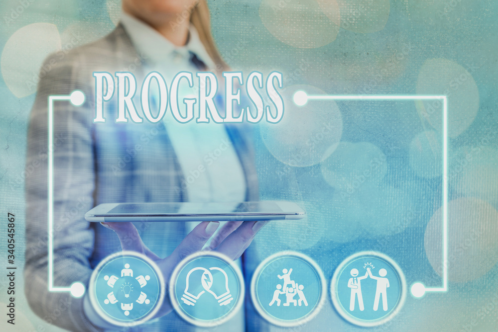 Poster conceptual hand writing showing progress. concept meaning development towards an improved or more ad