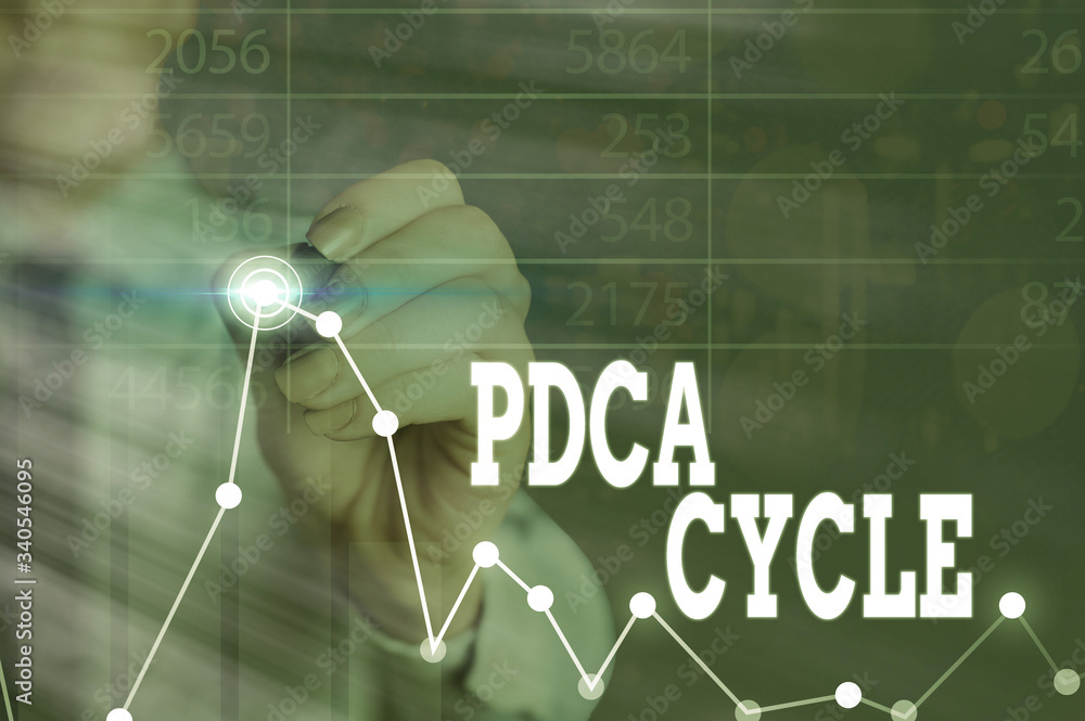 Poster word writing text pdca cycle. business photo showcasing use to control and continue improve the proc