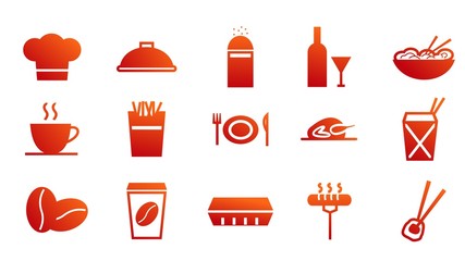Naklejka na ściany i meble Restaurant and cafe icons set on white background .vector illustration 