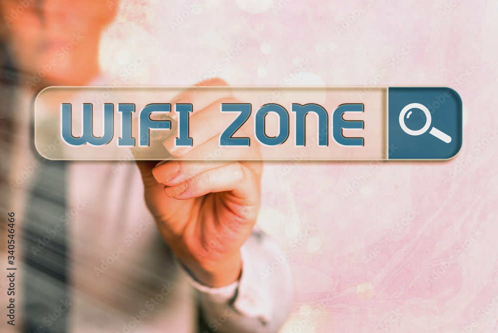 Poster word writing text wifi zone. business photo showcasing provide wireless highspeed internet and netwo